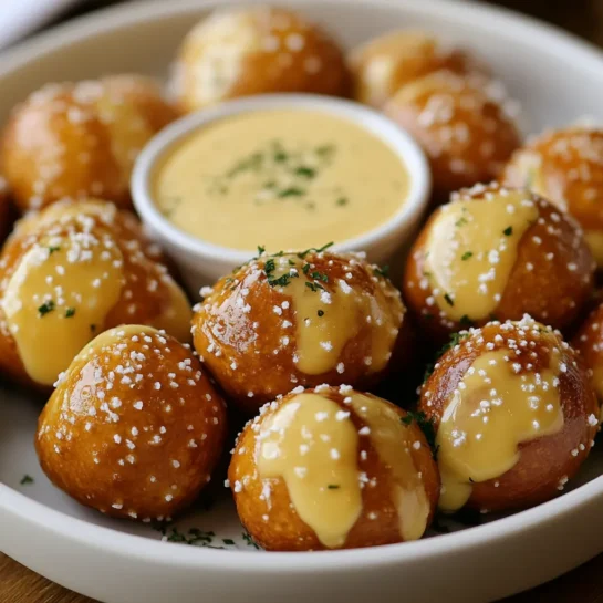 Pretzel Bites with Cheddar Sauce